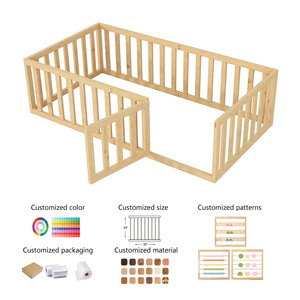 Parc de jeu en bois pour tout-petits, lit cododo sécurisé pour enfants, lit Montessori pour bébés, lit au sol pour enfants - Product Image 1