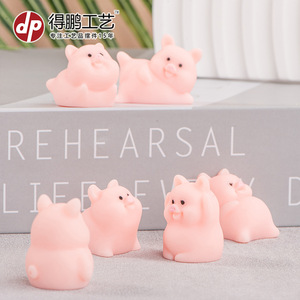 Pink Pig <b>Mini</b> Figurines Resin Cartoon Animal Dolls Desktop Decor Stress Relief Toy For Office <b>Desk</b> Kids Gift - Product Image 5