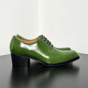 Zapatos Formales de Cuero para Hombre con Aumento de Altura de 5CM, Tacón Alto, Punta Cuadrada Verde, de Primera Capa de Piel de Vacuno - Product Image 2