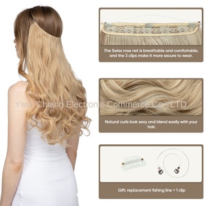 Peluca de Cabello Largo y Rizado con Ondas, con Línea Transparente, Tipo Clip-in, con Clip de <span class=keywords><strong>Pesca</strong></span>, de Fábrica de Zhejiang - Product Image 2