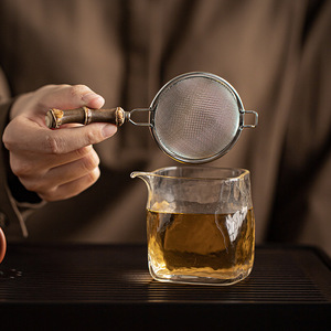 Bamboo Handle Stainless Steel <b>Tea</b> Strainer 100Pcs <b>Tea</b> <b>Infuser</b> Set For Chinese Kung Fu <b>Tea</b> Ceremony Accessories - Product Image 3
