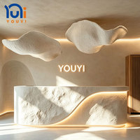 Comptoir de réception de spa moderne incurvé blanc, entièrement fait main et personnalisé, avec éclairage LED, respectueux de l'environnement, pour salon de beauté, magasin de détail, hôtel