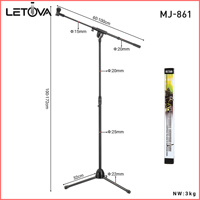 Support de microphone trépied en fer réglable et durable OEM, modèle Letova