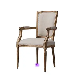 High quality Vintage Classical square back armrest dining chair restaurant chair