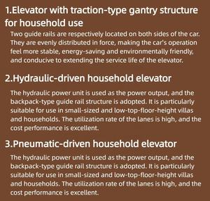 ลิฟต์บ้านขนาดเล็ก 400 กก. สำหรับ 2-4 คน ใช้ในบ้านพักอาศัย 2/3/4 ชั้น ลิฟต์สำหรับวิลล่าภายนอกอาคาร ใช้ระบบขับเคลื่อนด้วยไฟฟ้ากระแสสลับ พื้น PVC - Product Image 2