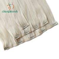 Extension de cheveux remy 100% humains, extension de cheveux lisses, double goutte, avec clip, Changshunfa, prix d'usine