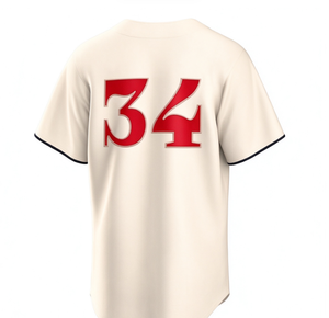 Maillot de baseball pour homme en crème, numéro brodé, manches courtes, boutonné, uniforme de fan de sport - Product Image 3