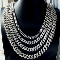 Cadena Cubana de Plata 925 Personalizada al por Mayor de 6 8 10 12 15MM, Joyería Hip Hop, Cadena Cubana con Incrustaciones de Moissanita, Collar de Diamantes