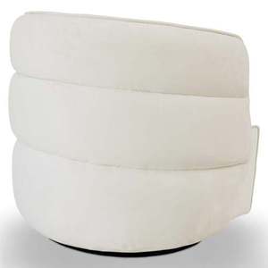 Fauteuil pivotant moderne Walden - Lin crème convertible et inclinable pour salon, bureau, hôtel et chambre - Product Image 3