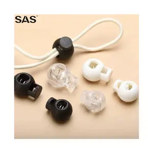 SAS China Supplier Wholesale One Hole Two Holes Custom Engraved Logo Rope Cord Lock Plastic Stopper