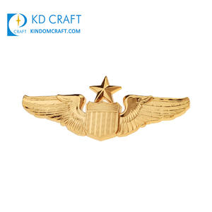 Badge d'aile gravé 3d en alliage métallique vierge or argent pour cadeaux d'aviation - Product Image 2