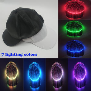 Ecodi Usb Rechargeable Led chapeau réglable 7 couleurs luminescent Led casquette de Baseball Fiber optique Led Rave chapeau pour fête de Festival - Product Image 6