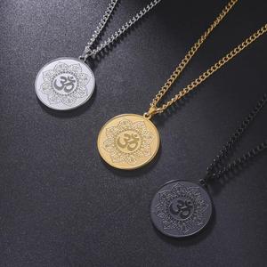 Collar Myshape Om con Colgante de Flor de Loto para Yoga, Collar con Mandala Aum Ohm de Acero Inoxidable, Regalo Inspirador para Mujeres, Amuleto Hindú - Product Image 2