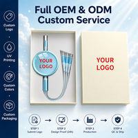 Câble de charge rétractable 3-en-1 moderne, coffret cadeau, emballage disque avec logo personnalisé imprimé UV, garantie 2 ans, OEM/ODM acceptés