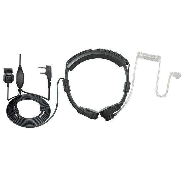 Throat Mic Two Way Radio Headset Acoustic Tube Earpiece K Plug Dual PTT Noise Reduction Hands-Free Construction Outdoor Use