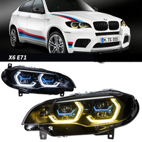Ensemble de phares à LED DLW pour BMW X6 E71 2008-2014, mise à niveau nouveau style Spoon, double couleur, DRL Golden Eye