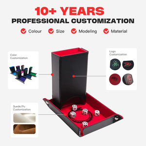 Tùy chỉnh Tự làm in ấn PU da xúc xắc tháp và khay thiết lập sang trọng hình vuông cho chơi game - Product Image 2