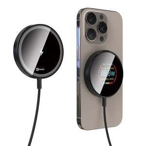 Cao cấp gương kính 15 Wát từ sạc không dây với nhiệt độ điện <span class=keywords><strong>LCD</strong></span> hiển thị điện thoại không dây sạc pad cho <span class=keywords><strong>iPhone</strong></span> - Product Image 1