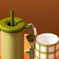 Bouteille en acier inoxydable avec revêtement céramique 550 ml avec cordon, tasse isotherme rétro à carreaux, logo personnalisé, fournisseur OEM en gros, Taza Termica