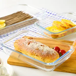 Glass baking dish high boron plate rectangular grilled fish plate home microwave oven suitable