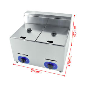 <span class=keywords><strong>Friteuse</strong></span> <span class=keywords><strong>professionnelle</strong></span> à double réservoir de 20 L en acier inoxydable pour restaurant, avec contrôle de température réglable au gaz GPL - Product Image 2