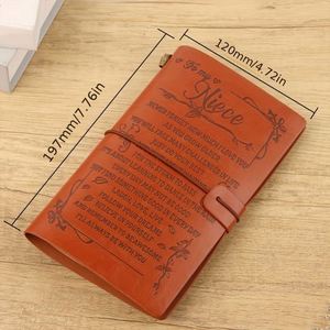 Handmade A6 Digital Printing Vintage <b>Diary</b> <b>Notebook</b>-Customizable My Daughter/Son Gift Heartfelt Messages Durable Brown Leather - Product Image 4