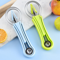 3-delige 4-in-1 meloenballetjesvormer van roestvrij staal & plastic, vaatwasserbestendig - fruit- & groentegereedschap