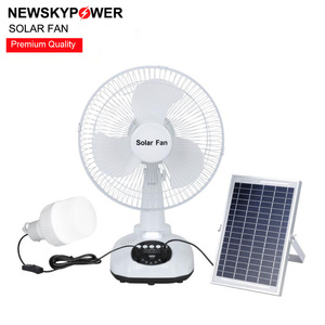 Ventilateur de table solaire rechargeable USB de 12 pouces avec ampoule LED pour la maison T98, vente chaude, 12W, vente en gros - Product Image 4