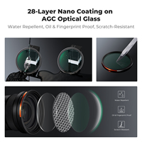 Kit de filtres magnétiques pour objectif d'appareil photo K&F Concept 49-82 mm CPL + ND2-32 + Black Mist 1/4 + Anneau adaptateur magnétique et capuchon d'objectif