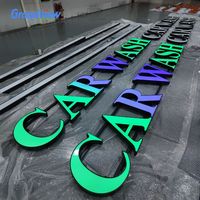 Enseigne LED 3D pour lavage de voitures, étanche IP67, éclairée par l'avant, de qualité architecturale, résistante au vent, lettres 3D éclairées par l'avant pour station-service