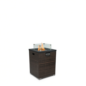 Columna de Chimenea de Mimbre TikTok de 24 Pulgadas para Exteriores, de Bioetanol, Estilo Moderno, con Protector de Viento de Vidrio - Product Image 1