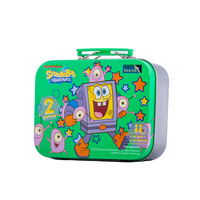 Boîte rectangulaire en fer blanc avec poignée - Boîte à bonbons à couvercle rabattable en deux parties, petite boîte à lunch portable en métal, boîte cadeau en fer blanc