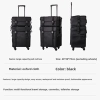 Relavel Valise de Maquillage de Voyage à Roulettes 4 en 1, Chariot de Maquillage en Nylon Grande Taille, Trousse de Cosmétiques pour Maquilleur Professionnel