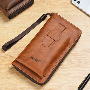 2024 Hot Sale High-Capacity Zipper Phone Bag <strong>Pu</strong> <strong>Leather</strong> Men's Business Hand Clutch Long Wallet - Product Image 1