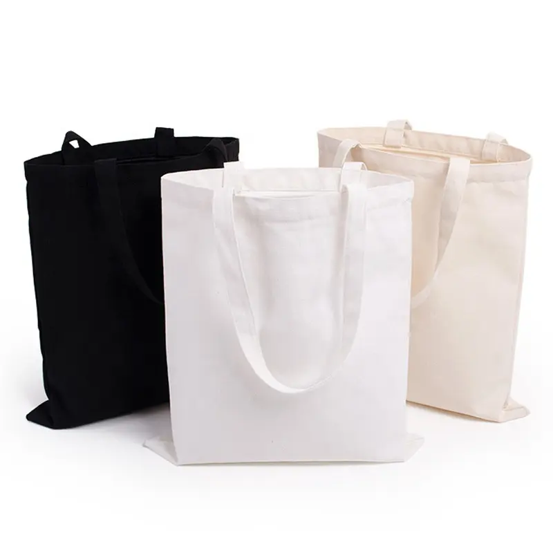 Sacola de compras de algodão em branco para compras com logotipo personalizado, sacola de compras de lona de algodão reciclada e ecológica impressa por atacado