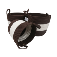 Panier de rangement en corde de coton tissé avec poignée, panier en corde de coton, panier tissé à la main
