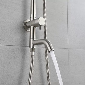 Ensemble de pommeau de douche à eau froide chromé moderne robinet de douche de salle de bain avec seulement valve <span class=keywords><strong>d</strong></span>'<span class=keywords><strong>angle</strong></span> de fixation froide ensemble de douche - Product Image 3