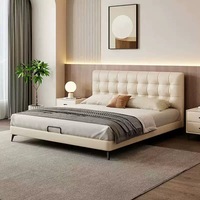 Cadre de lit moderne Queen et King Size et tête de lit en cuir véritable et meubles en bois