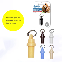 Pawise Vente en gros en acier inoxydable Plastique 3.5cm Pendentif pour chien Tube d'adresse Anti-Perdu Tube d'adresse d'identification pour animaux de compagnie pour chiens chats Petit animal