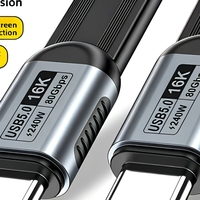 Kabel Datar TPU Berkepala Ganda Sudut Kanan USB5.0 Tipe-C untuk Pengisian Cepat Ponsel 16K80GP 240W