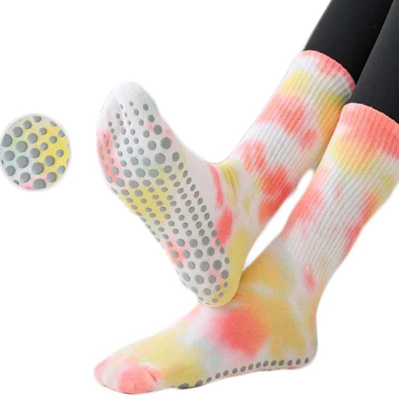 New TIE DYE Yoga Pilates Grip vớ biểu tượng tùy chỉnh Non-Slip Grips năm Vớ ngón chân cho Pilates Thể Thao Grip vớ