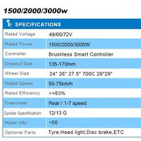 Haute qualité Sailimotor 1500W 2000W 3000w moyeu moteur vélo électrique E vélo Kit de Conversion avec batterie au Lithium