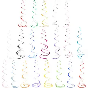 卸売 ドレス18th誕生日-GiveU 15カウントFoil Hanging Decorations Swirl Kids Birthday