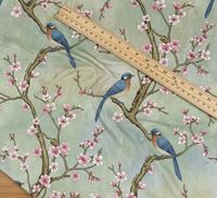 Tissu d'ameublement imprimé style Chinoiserie au mètre, motif floral oriental élégant avec oiseaux, tissu décoratif pour canapé et chaise