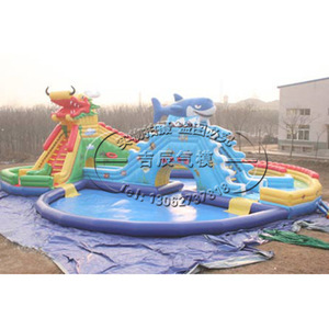 <b>Inflatable</b> <b>Water</b> Park Outdoor PVC Commercial Dragon Shark <b>Slide</b> Custom Made - Product Image 5