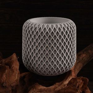 Portavelas Nórdico de Cerámica Mate con Patrón de Rejilla de Diamantes, Recipiente Cilíndrico para Decoración del Hogar - Product Image 5