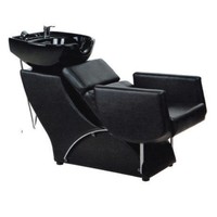 Fauteuil de lavage semi-inclinable Dongkai pour salon de coiffure, avec cadre en métal et revêtement en cuir, design rotatif, style luxueux