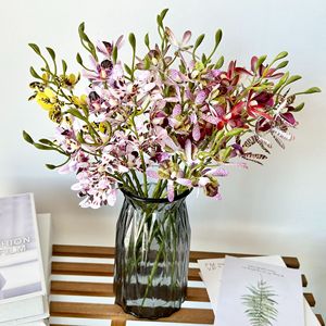 Fleurs artificielles Queyiyi, orchidées Oncidium à tige courte, 12 têtes, en soie, imprimées en 3D, pour décorations de maison et de mariage - Product Image 4