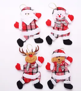Adornos navideños accesorios para árboles de Navidad figura de acción pequeña bailando anciano muñeco de nieve ciervo oso tela títere colgante regalo
