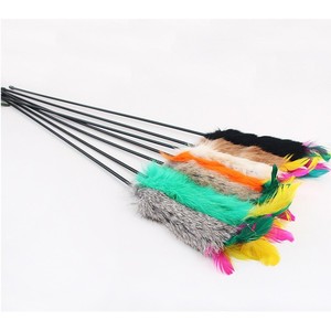 Bâton de chat Pipi Cat en fourrure de lapin colorée, élastique, en plastique, 55 cm, jouet anti-ennui - Product Image 2